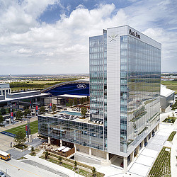 A high angle view of a building.